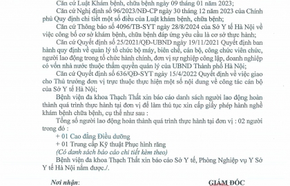  Thông báo về việc người lao động hoàn thành quá trình thực hành tháng 2/2026